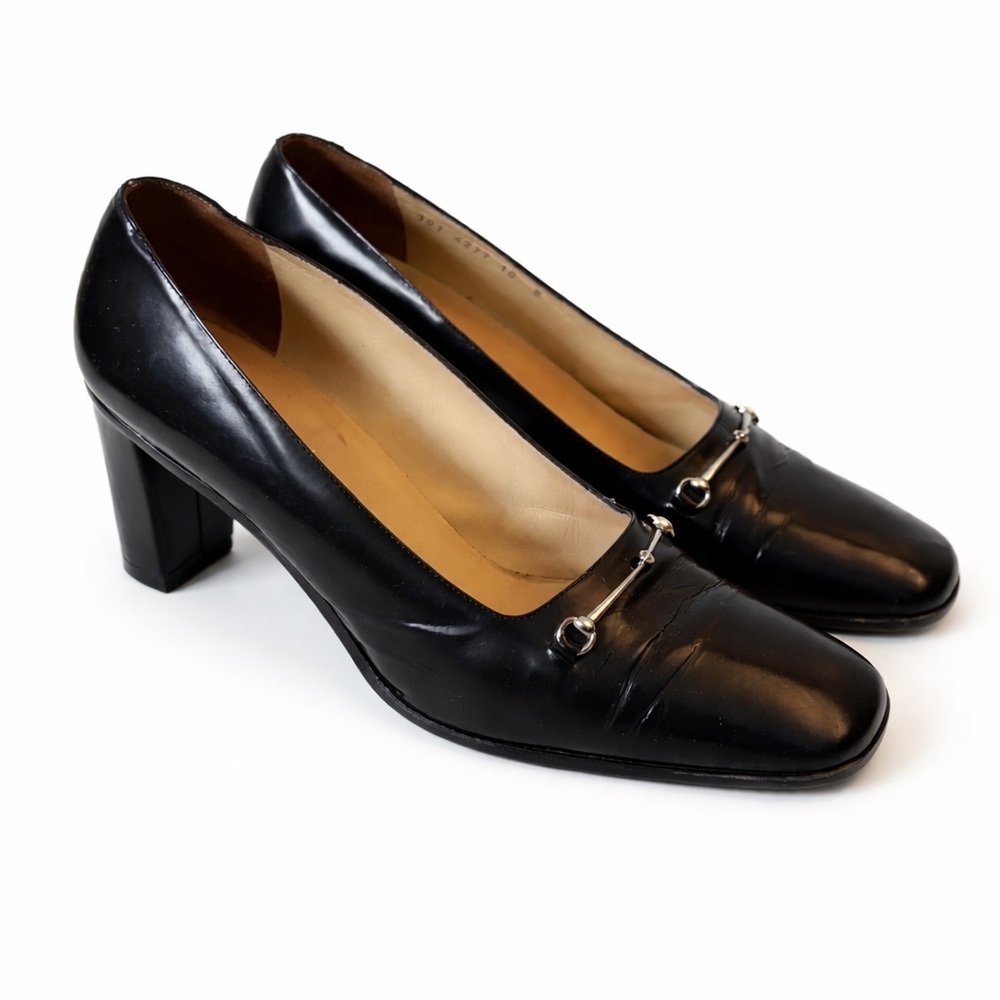 Gucci 10 Vintage Elegant Black Women's Block Heels